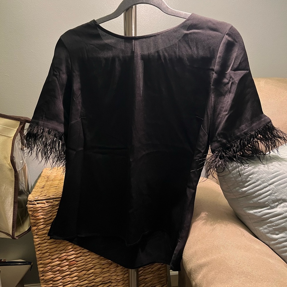 Vince Camuto Black Feather Blouse